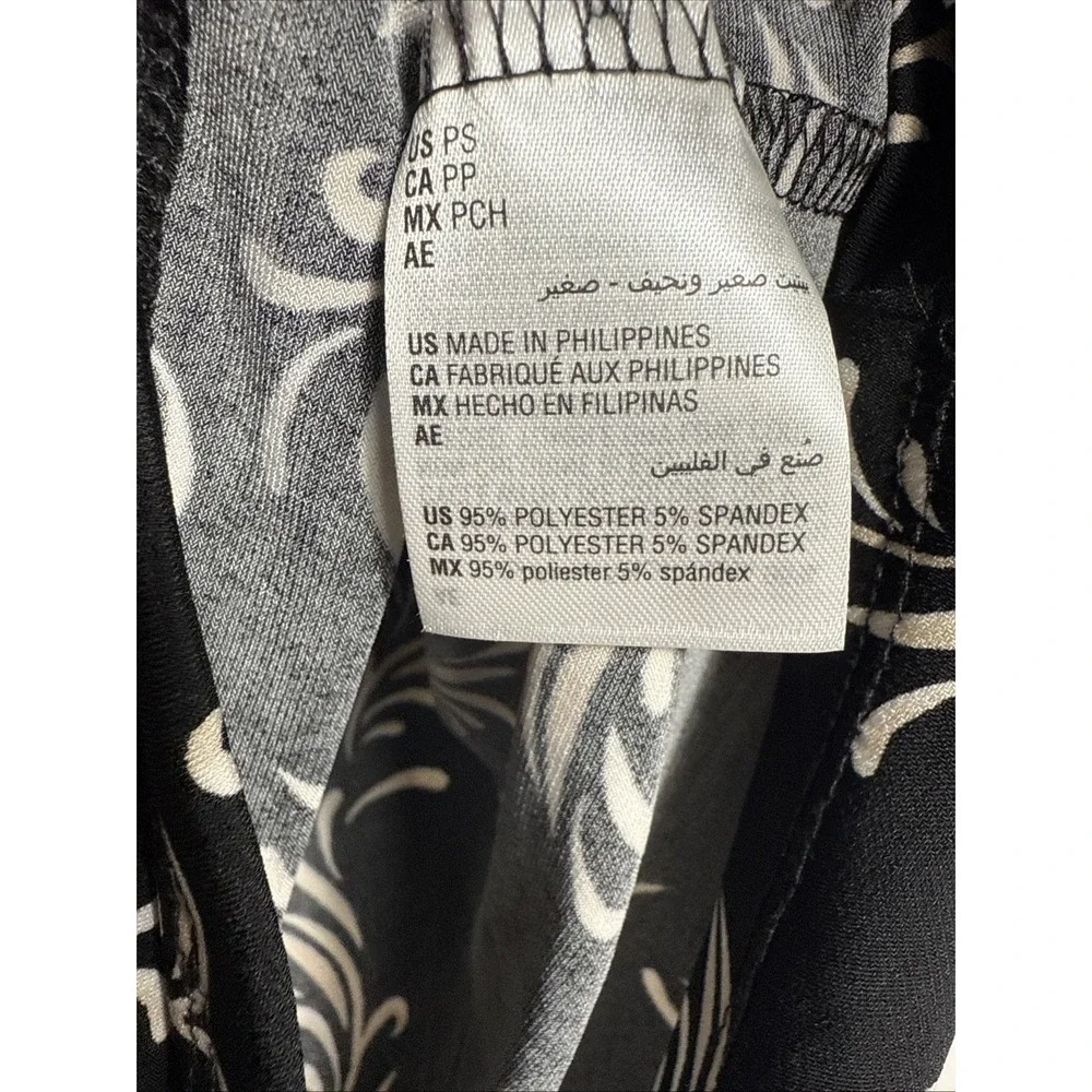 JM Collection Women's Printed 3/4 Sleeve V-neck‎ Knit Top Petite Small Black